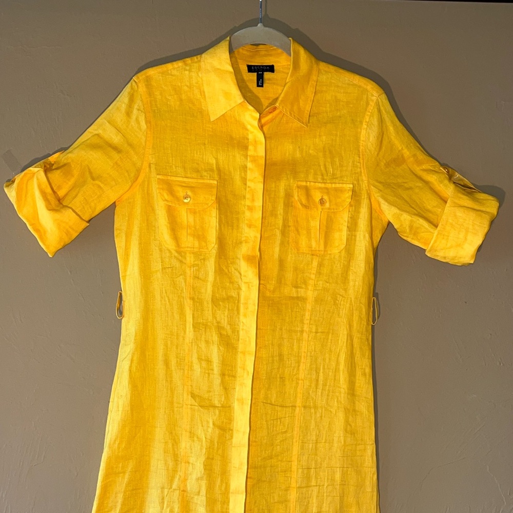 ESCADA SPORT LINEN SHIRT DRESS ☀️ 38EU ☀️ 100% Linen ☀️ Machine Washable